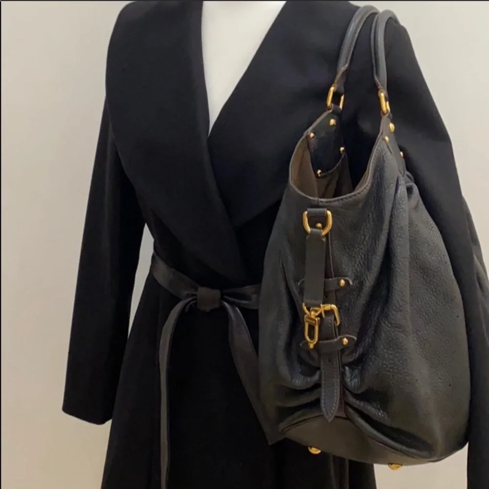 Louis Vuitton Black Monogram Hobo with Gold Hardware Mahina CL